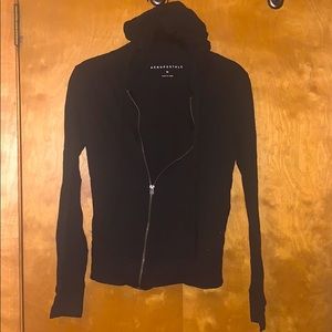 Lightweight Black Cotton Zip Up